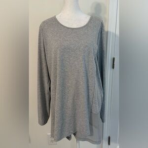 Soft Surroundings Touch of Sheer Grey Faux Wrap Tunic Top Long Sleeve Size 1X